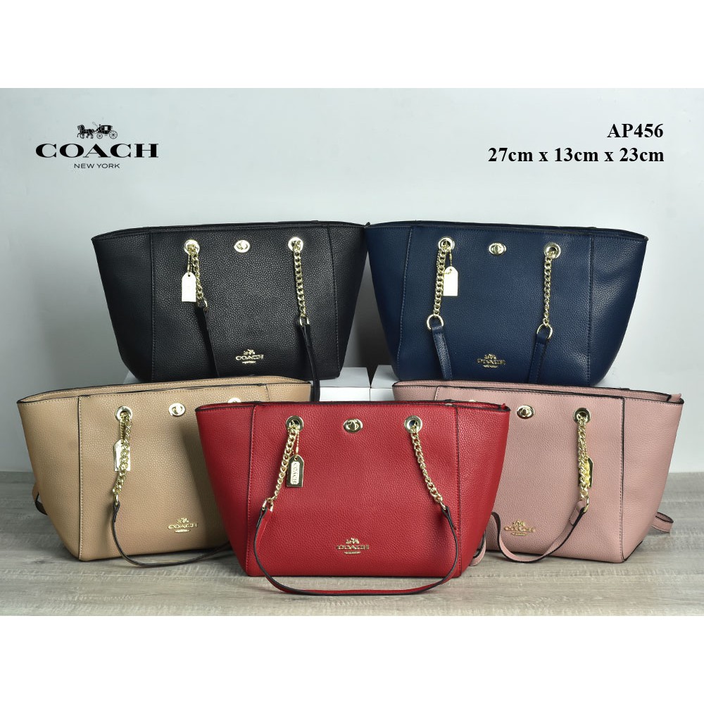 Tas Coach Turnlock Tote Chain 27 Pebble Leather AP456 