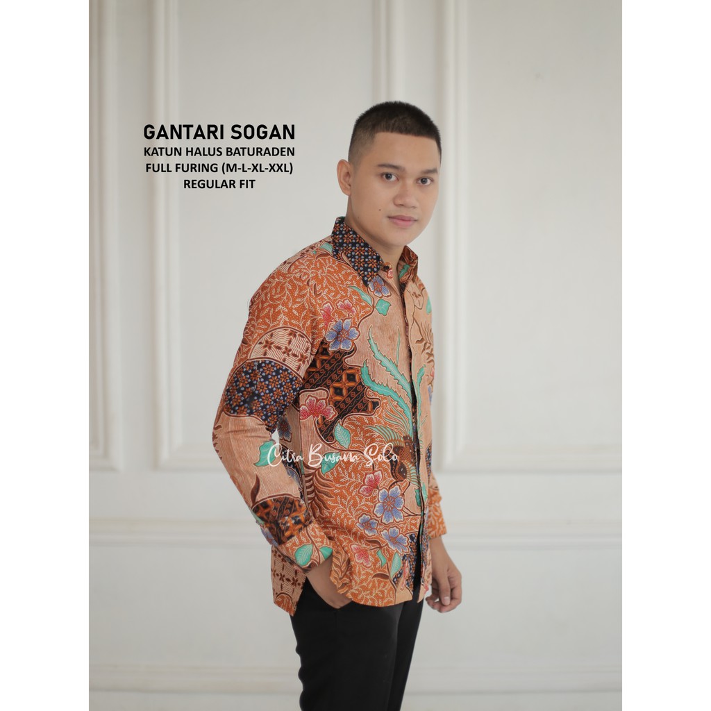 GANTARI SOGAN Batik Pria Full Furing Bahan Katun Halus Baturaden