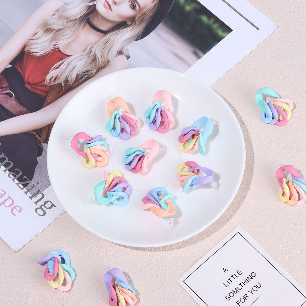 R-bunga Anting-Anting Lucu Fashion Rantai Berwarna Permen Warna Musim Panas Telinga Stud