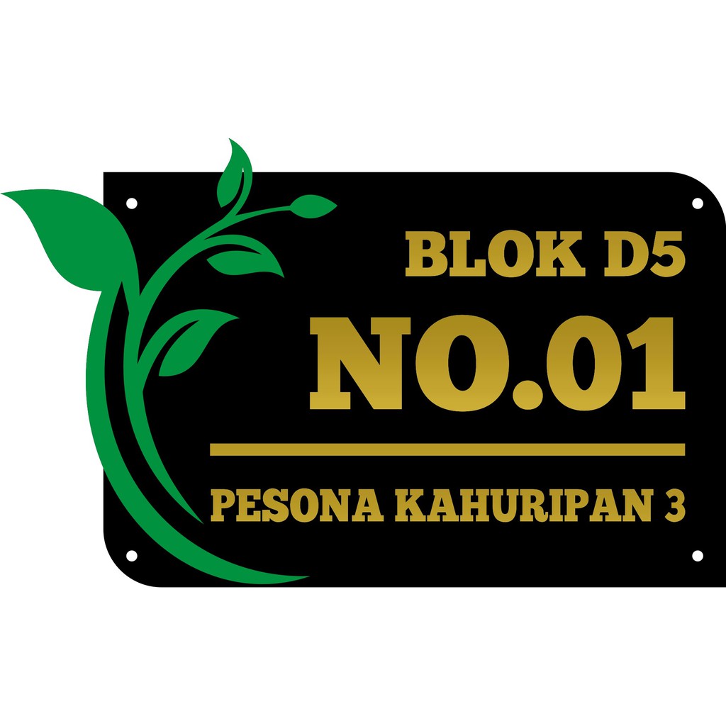 Nomor Rumah Akrilik-Ukuran 30x20 Polos 3mm - Plat Rumah Gold Emas - Dekorasi Dinding Jyran93 Jakarta