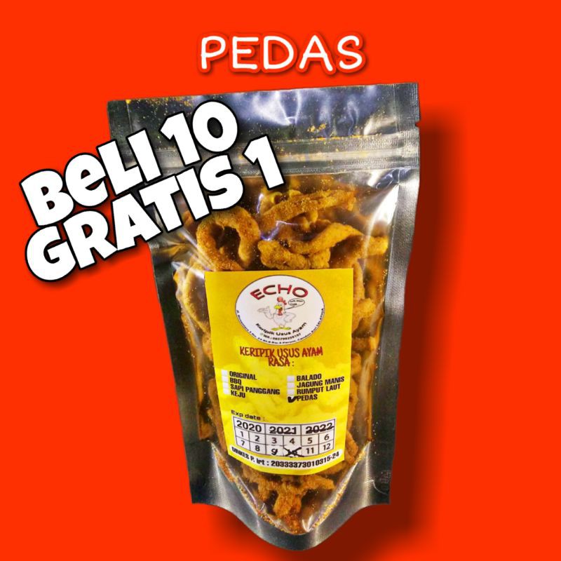 

KERIPIK USUS ECHO BEST SELLER _ KRIPIK USUS AYAM 100gr PEDAS