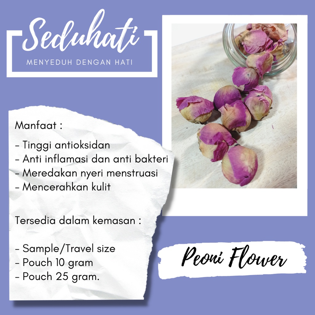 

Seduhati Teh Bunga Peoni/ Peony Flower Tea / Teh Bunga Herbal - Tea Tube/ Hampers/Hadiah Unik