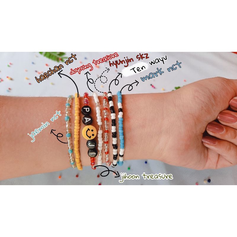 Beads Bracelet | Gelang KPOP | Mark | Ten | Hyunjin | Doyoung | Jihoon | Haechan | Jaemin