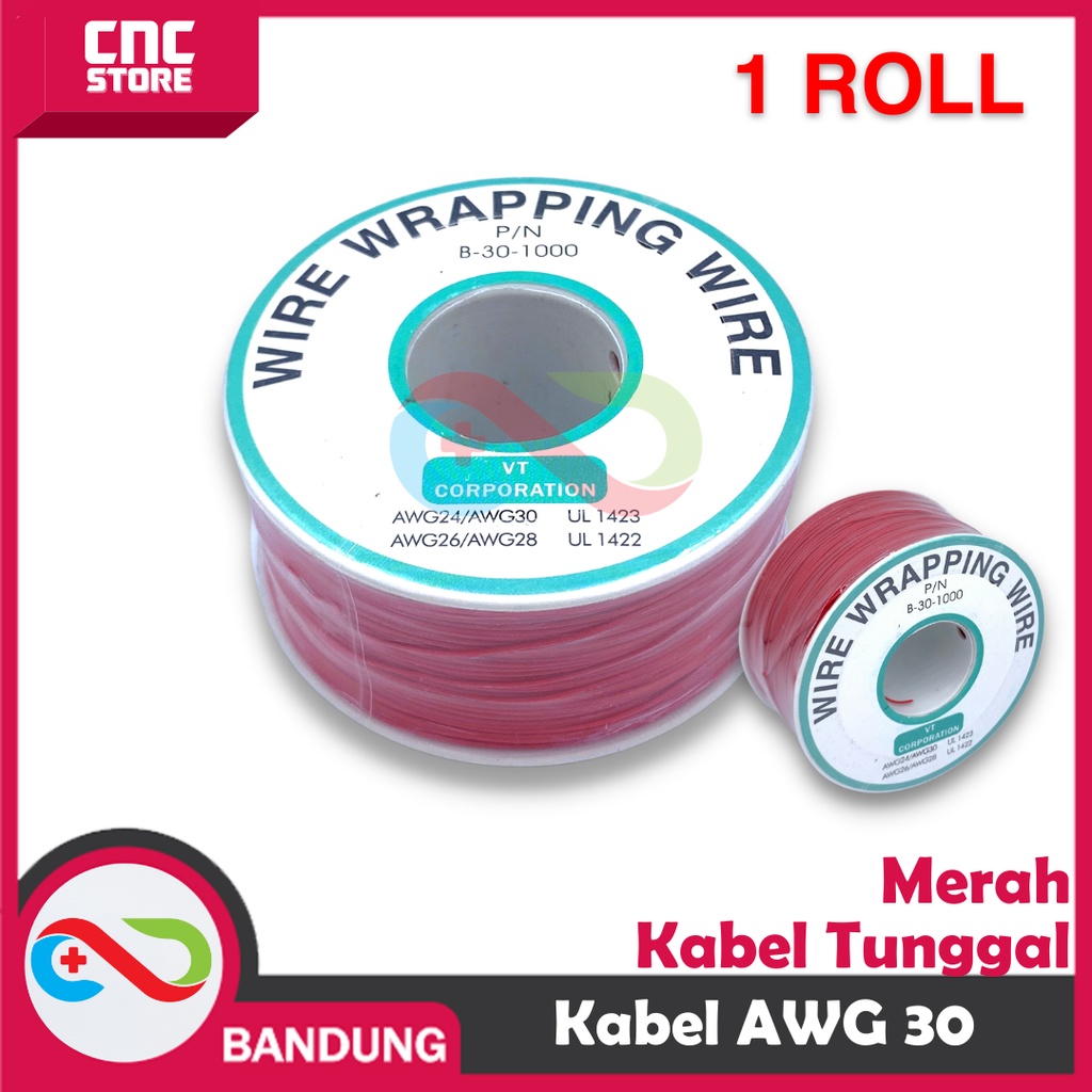 KABEL JUMPER TUNGGAL AWG30 RED FOR BREADBOARD PER SATU ROLL