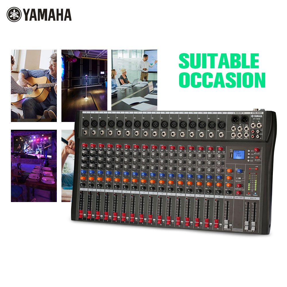 Mixer Audio Profesional YAMAHA CT160S 16-channel built-in EQ/mode perekaman Pengalih bahasa Efek reverb Pemutaran Bluetooth/MP3/USB/PC Peralatan Audio Profesional