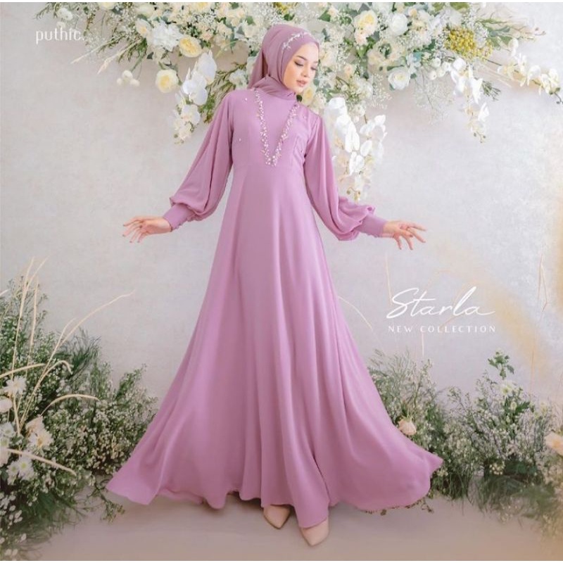Starla dress _ gamis pesta elegan - gamis pesta jumbo - gamis pesta mewah