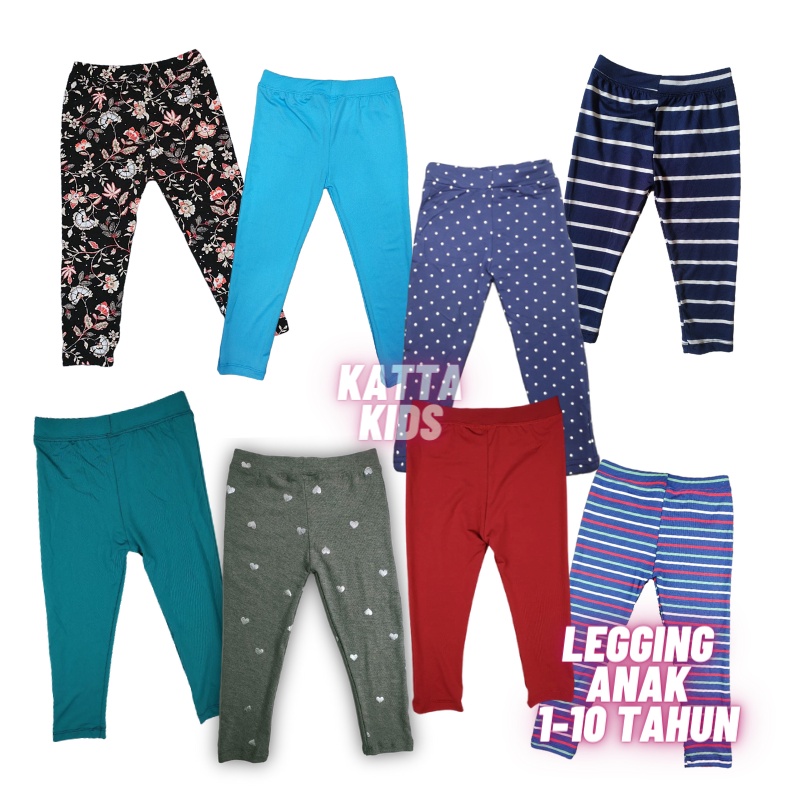 LEGGING ANAK PEREMPUAN Motif dan Polos Leging Lejing Anak 1-10 Tahun