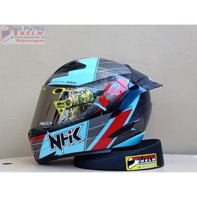 Helm fullface nhk rx9 navy blue tosca paket ganteng