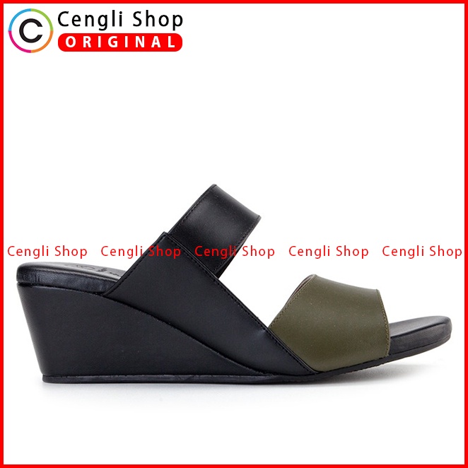 SANDAL WEDGES KULIT HUSH PUPPIES WANITA ORIGINAL TERBARU HIJAU HW43