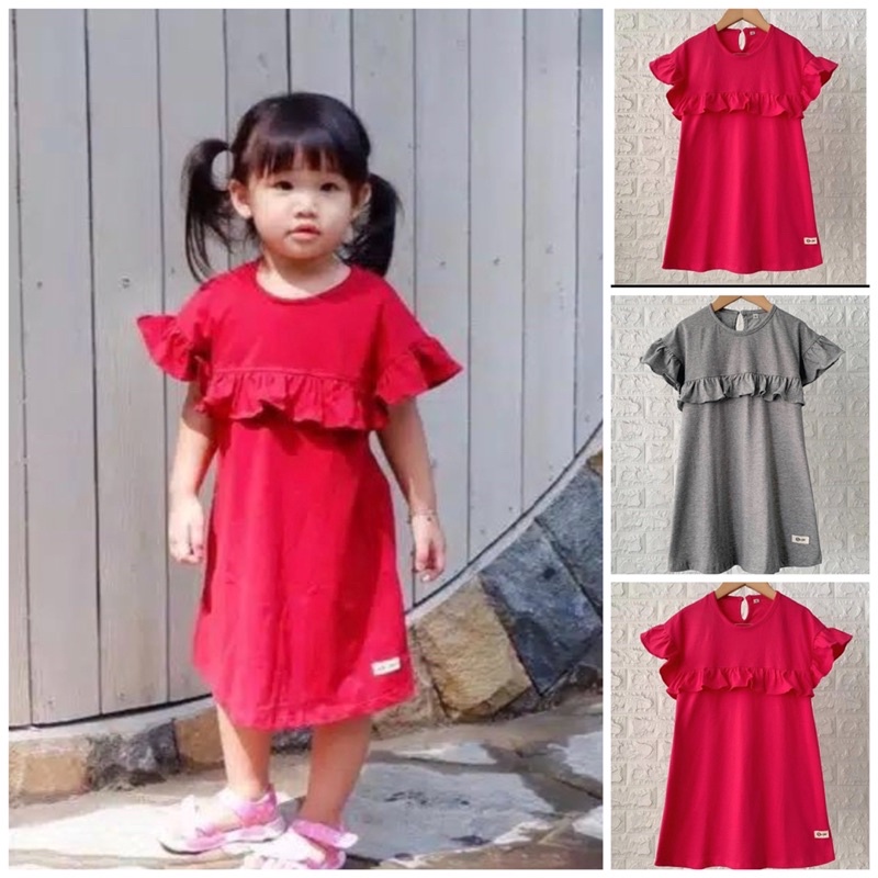 FREE ONGKIRR DRES ANAK REMPEL / BAJU ANAK CEWEE BISA COD 1-5 THUN