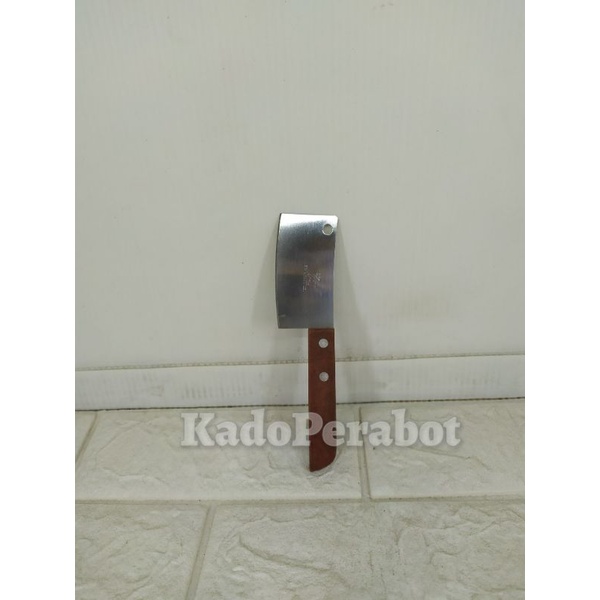 golok mini stainles gagang kayu - pisau cincang mini- pisau dapur mini