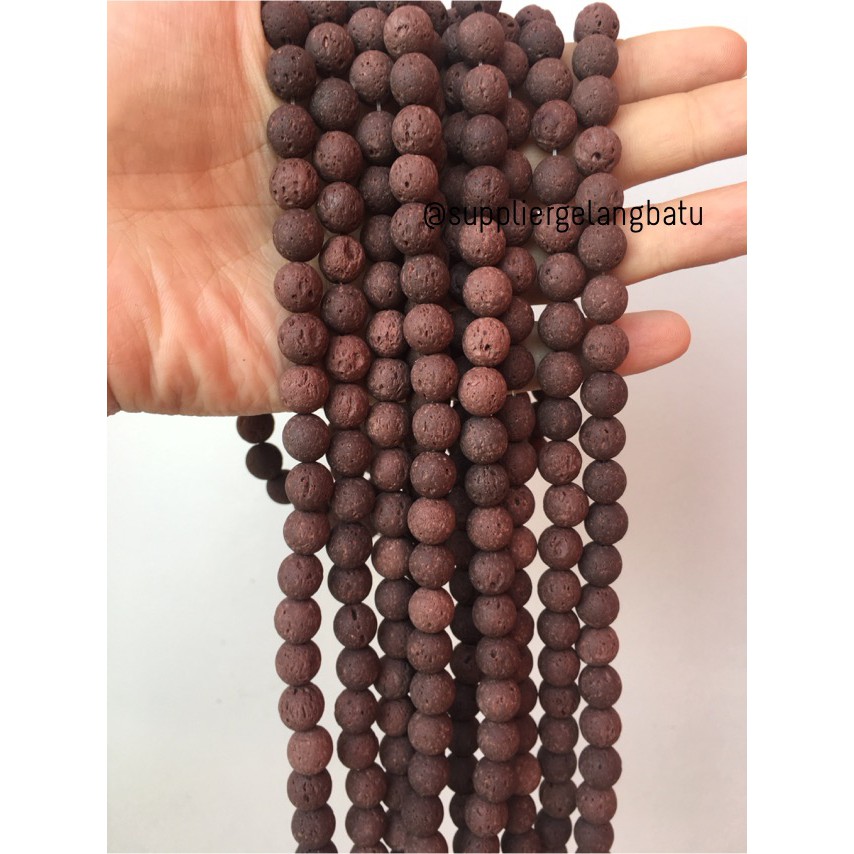 renceng brown lava stone coklat 10mm batu akik merapi larva atsiri brown aksesoris supplier bahan