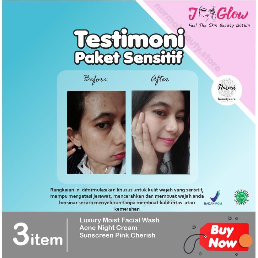 Jglow J glow Skincare Paket Sensitif  Skin Care Krim Perawatan Kecantikan Pemutih Wajah Glowing BPOM-7