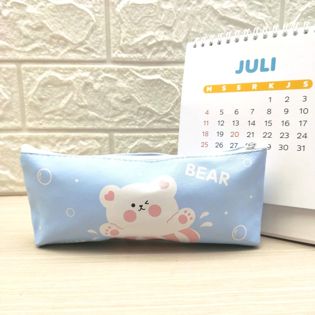 COD KOTAK PENSIL MOTIF LUCU UNIK / TEMPAT PENSIL / KOTAK PULPEN / TEMPAT ALAT TULIS PGS-BEAR BIRU