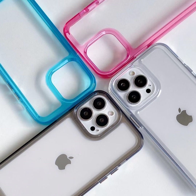 Soft Case Bemper Candy Bening iPhone 14 PRO MAX 14 PLUS 14Pro 14PROMAX 13 12 12 PRO MAX With Frame Softcase Silikon Jelly Clear Cover Casing