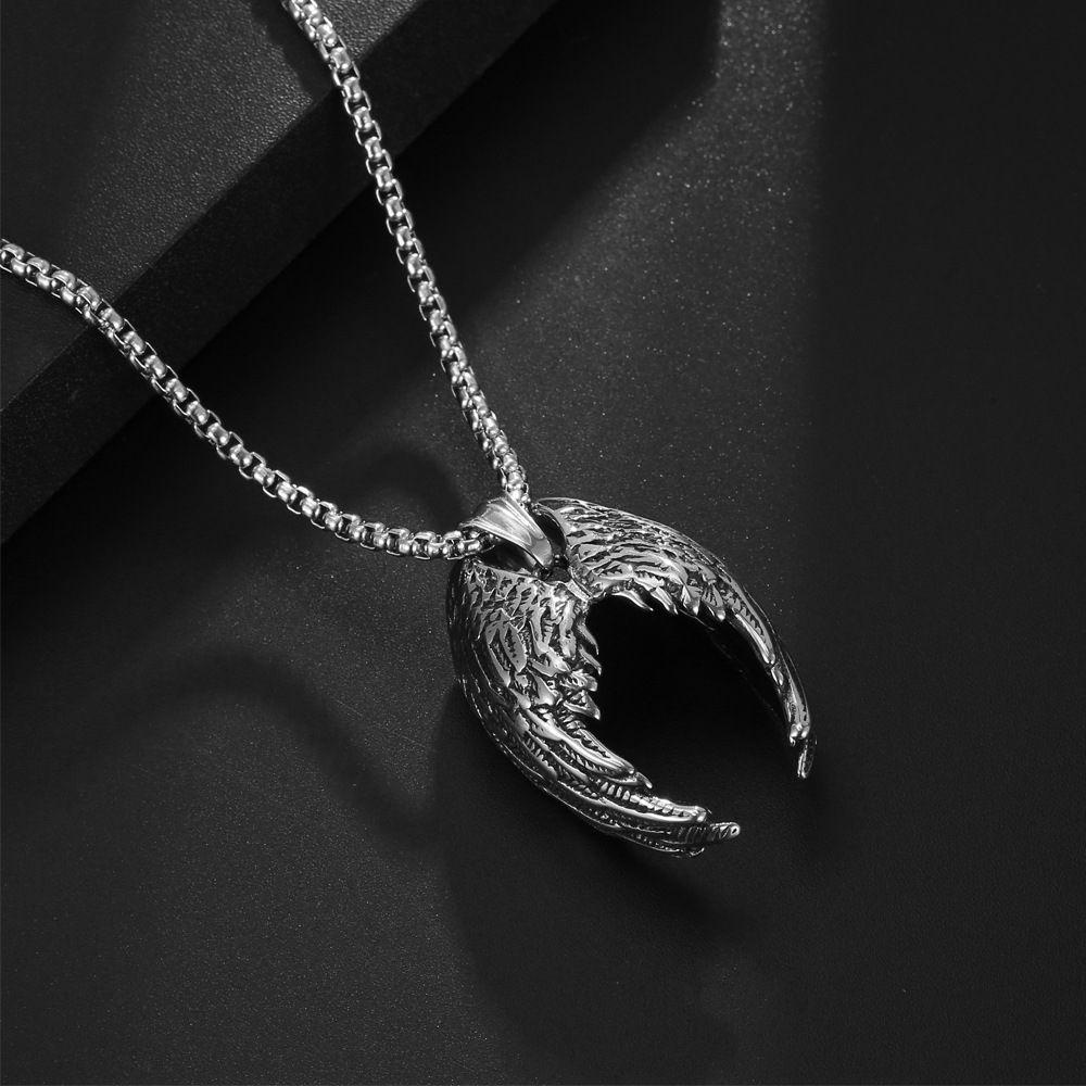 Mxbeauty Kalung Sayap Malaikat Keren Geometris Hip Hop Trendi Stainless steel Perempuan Pria Choker Pria Rantai Klavikula