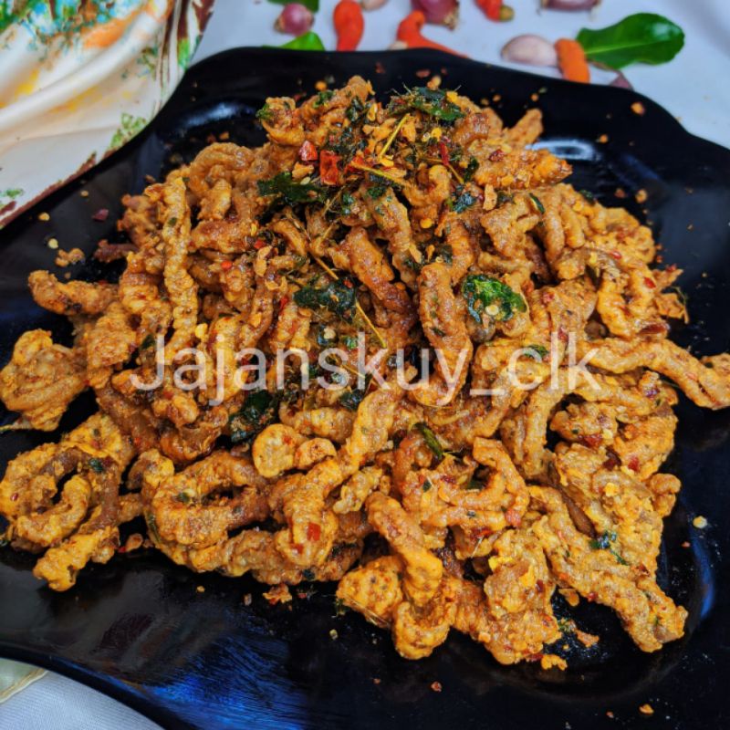 

DJS - USUS AYAM CRISPY KRIUK 500gr /pedas dan ori daun jeruk/Gurih nikmat/usus ayam/jajanskuyclk