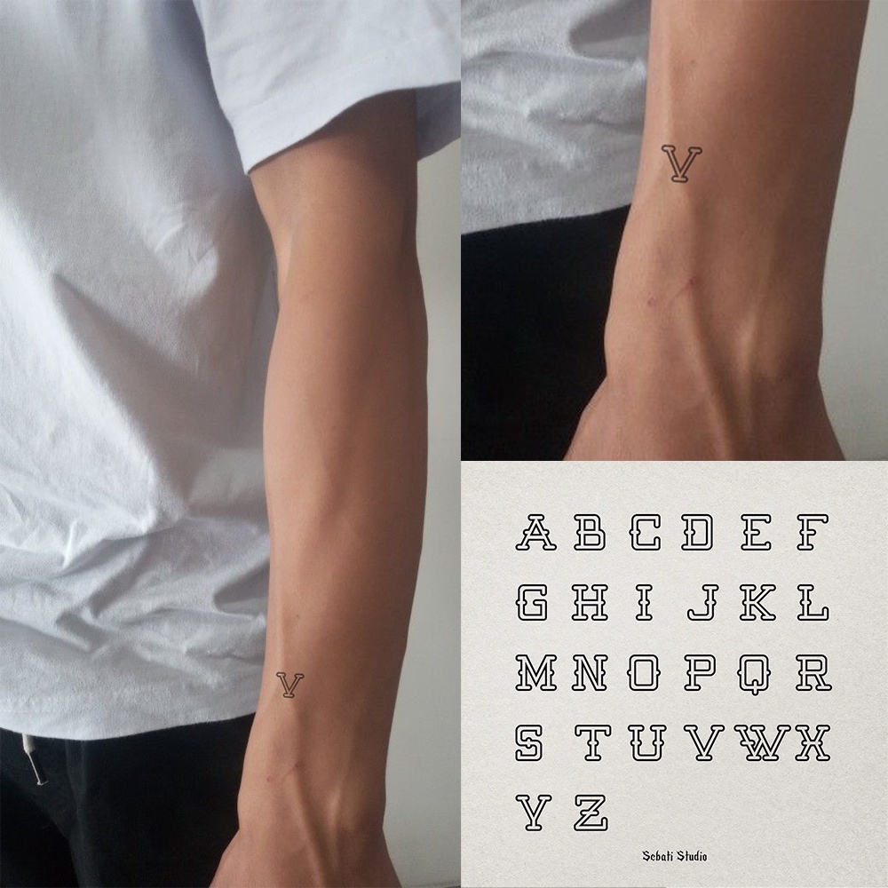 Tato Temporer Huruf Inisial Waterproof | Tattoo Temporary Initials Part 6 Sebati Studio