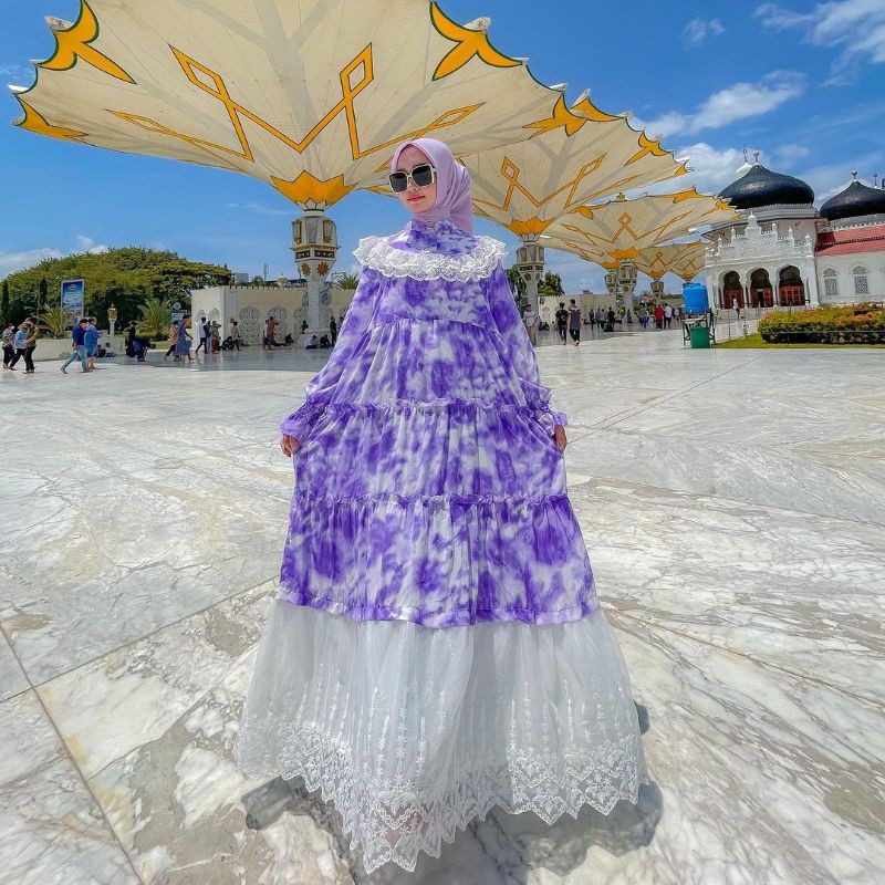Dress Pelangi abstrak Lilac ruffle by Extu