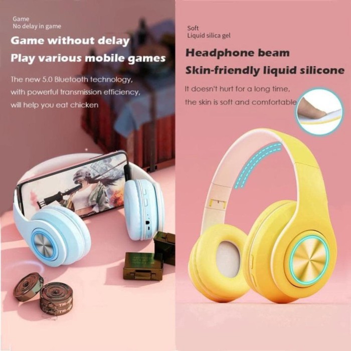 HEADSET BANDO BLUETOOTH INPODS IBOOM MACARON B39 LED BISA SLOT MEMORY