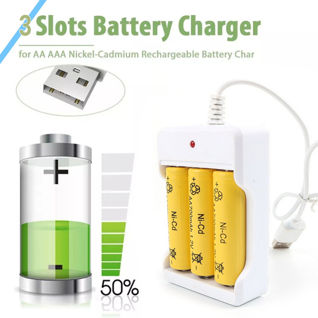 Charger Baterai AA AAA 3 Slot