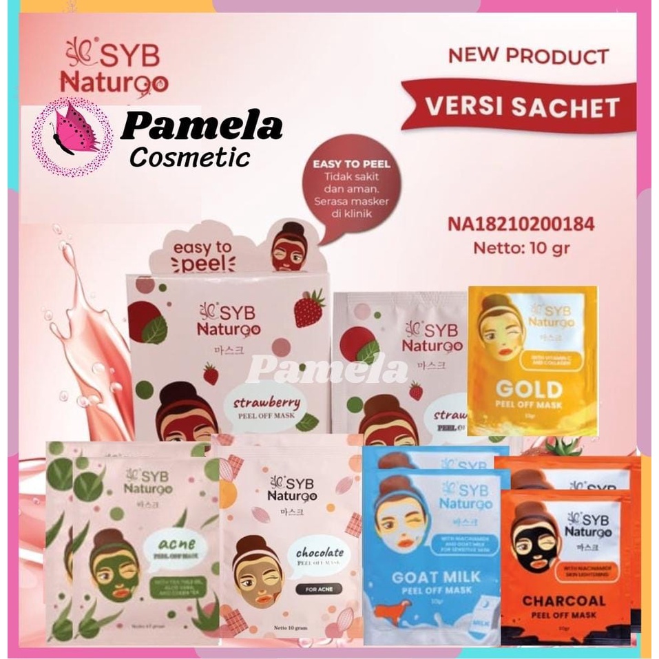 ❤ PAMELA ❤ SYB NATUR90 (Naturgo) Peel Off Mask Goat milk | Diamond | Gold | Charcoal Naturgo | Acne Jerawat Masker Wajah (✔BPOM) 10gr