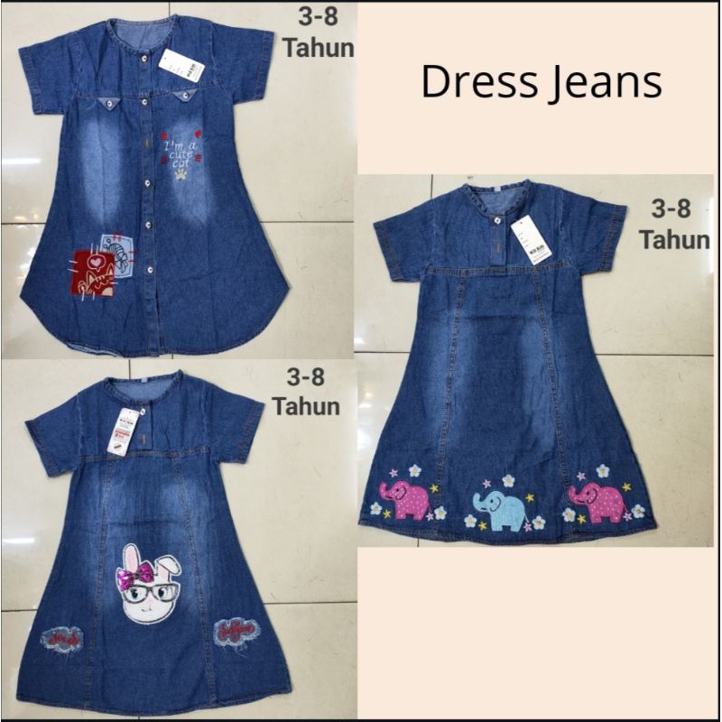Fashion Dress Jeans Anak Perempuan - Pakaian Setelan Levis Baju Rok