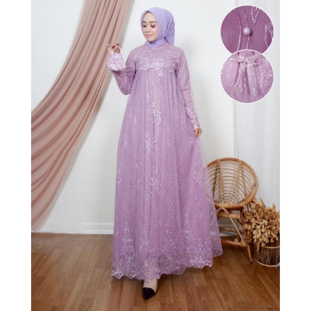 Gamis Remple Tulle Kombinasi Tutu / Gamis / Gamis Brukat / Gamis Brokat / Gamis Brukat Terbaru / Gam