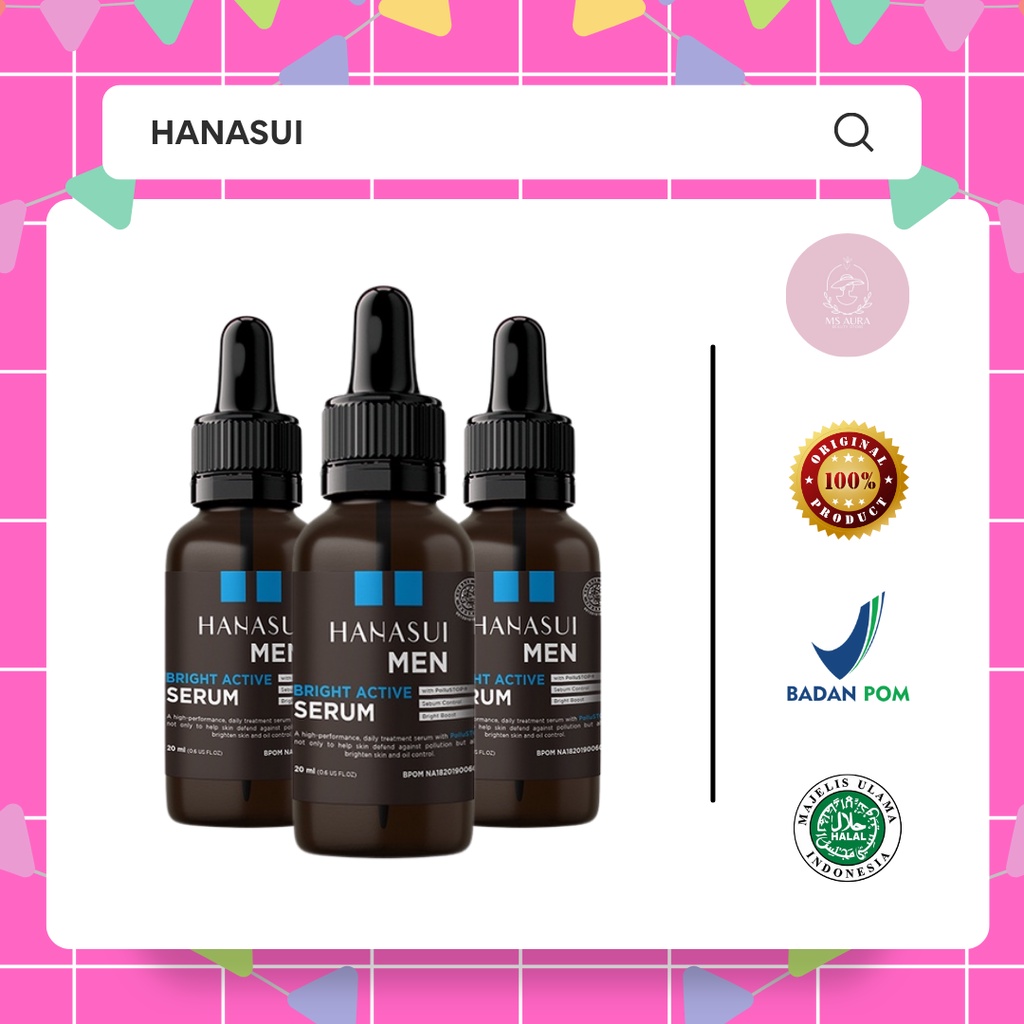 HANASUI Men Bright Active Serum 20ml [BPOM] dan [ORIGINAL] 