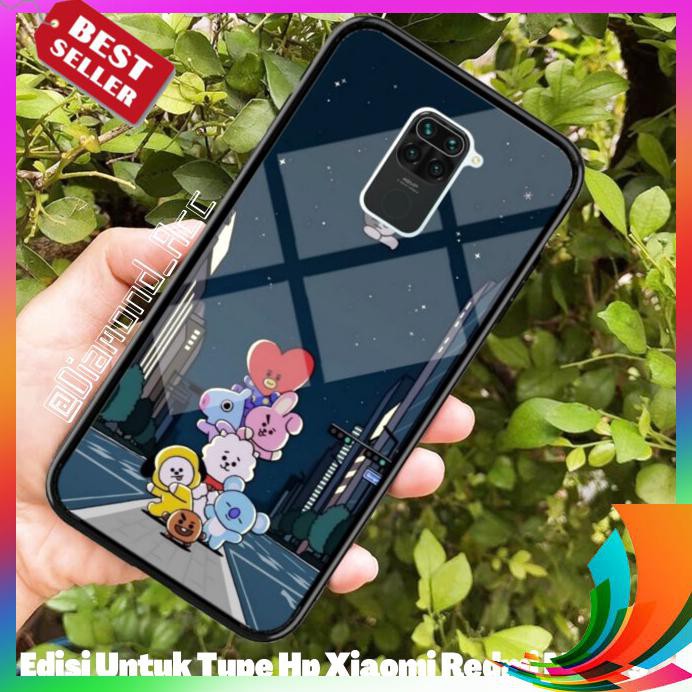 【TERBARU】 PREMIUM Case Hp Glass MOTIF BT21 BTS REDMI NOTE 9