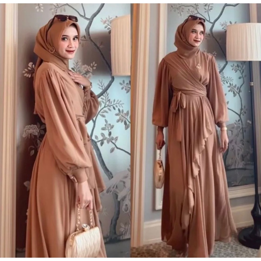 AZHRIFA FASHION-Meyhira Dress terbaru ceruty babydoll wanita muslimah mewah realpict trendy viral 2021