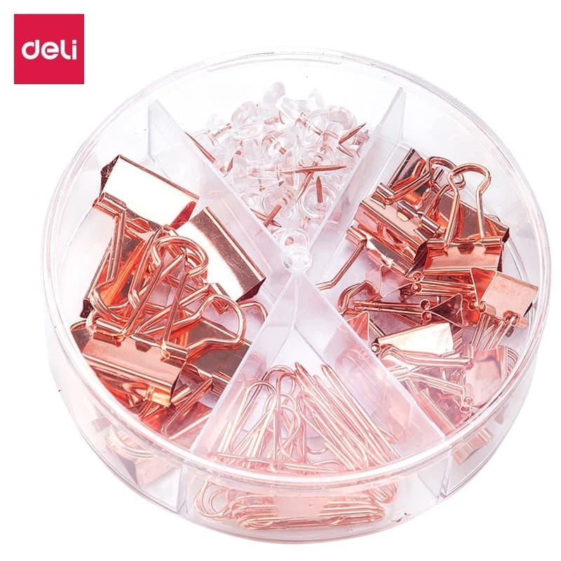 

Deli | Binder, Paper Clip & Push Pin | Rose Gold Edition | 78553