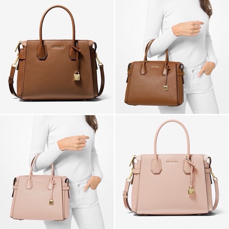 MICHAEL KORS MK Mercer Medium Pebbled Belted Satchel