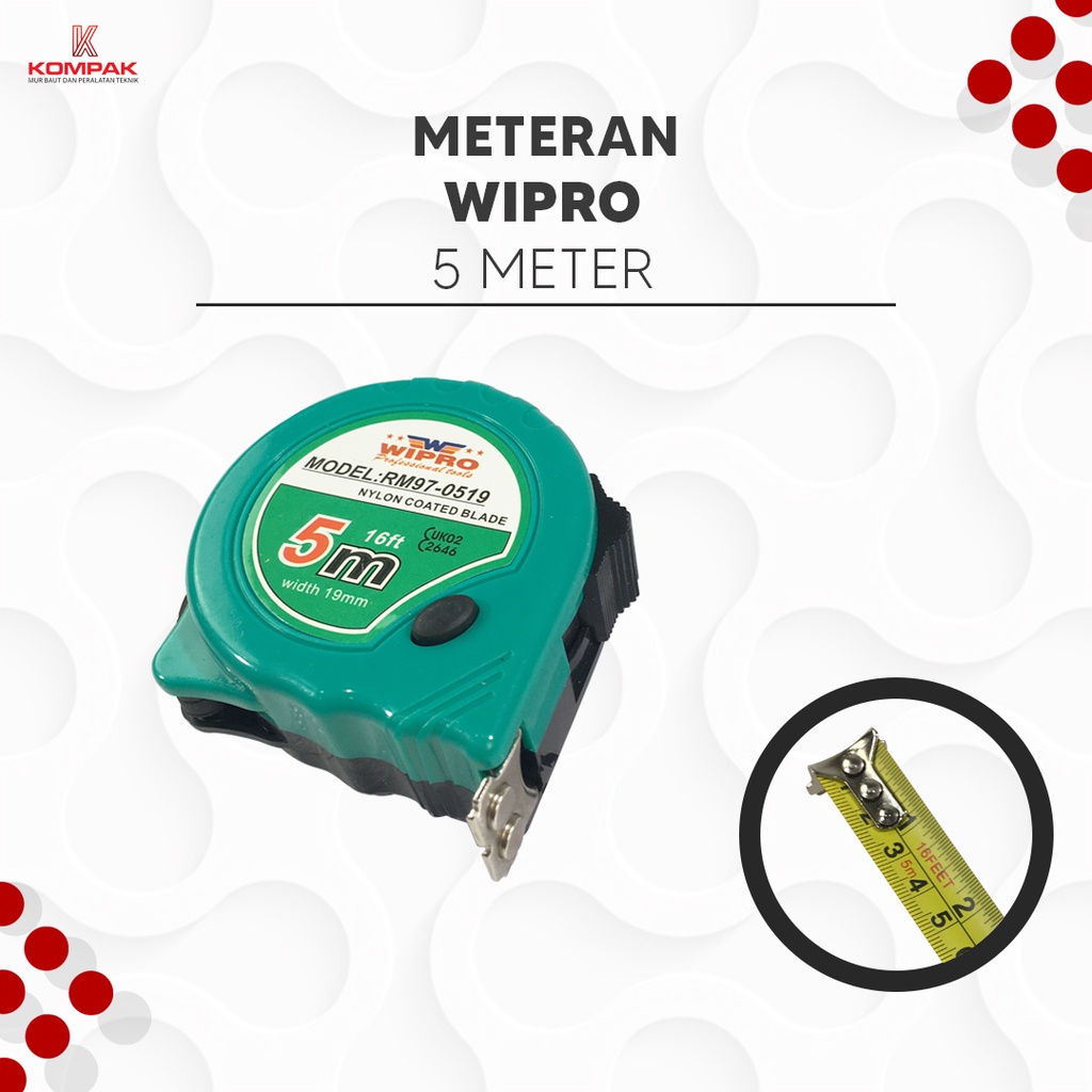 Meteran Wipro 5 Meter / Meteran Tukang / Roll Meter Panjang RM-97