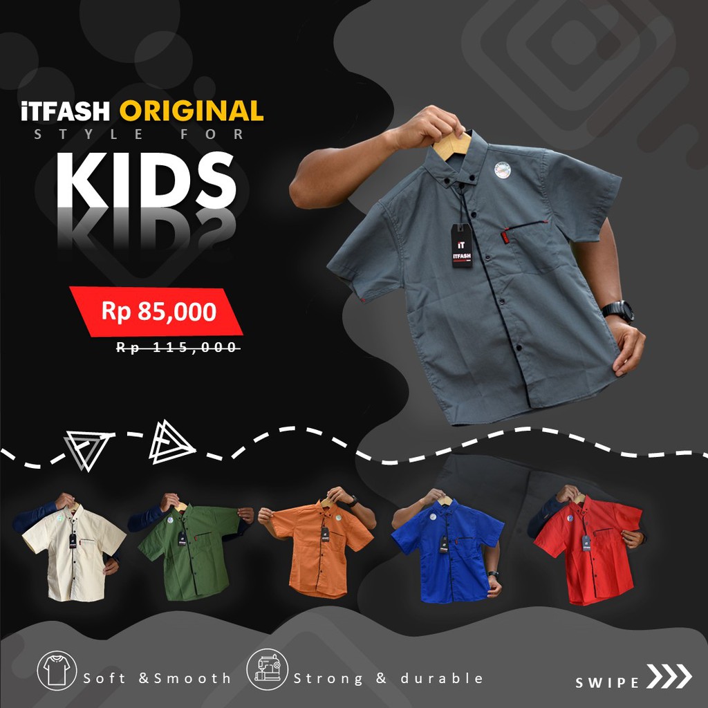 GROSIR TROLIS ANKPT Grosir Trolis original iTFASH size umur BAYI SD warna kemeja hem polos anak leng