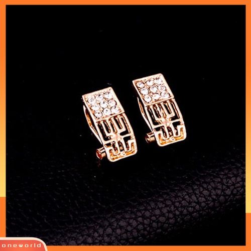 (ONWO) Set Kalung + Anting + Gelang + Cincin Kristal Hollow Out Untuk Pesta Malam