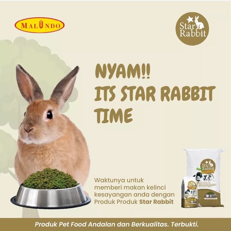 STAR RABBIT 1KG freshpack Rabbit Food Makanan Kelinci Pelet Kelinci alfalfa rasberry