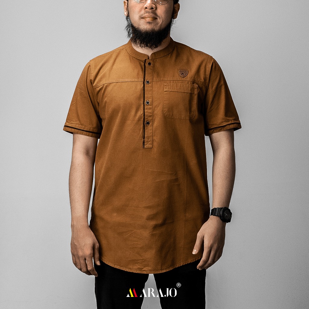 PAKAIAN MUSLIM PRIA KURTA MARAJO agam bahan cotton washing BERKUALITAS warna hitam tan maroon navy L