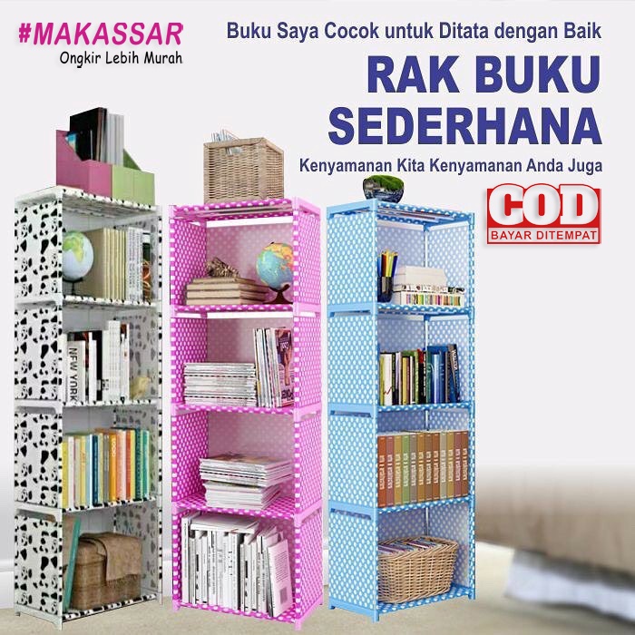 Rak Serbaguna  5 Tingkat 4 Susun / Rak Buku Portable Lemari Multi Fungsi Sepatu Rak Pakaian Baju Boneka