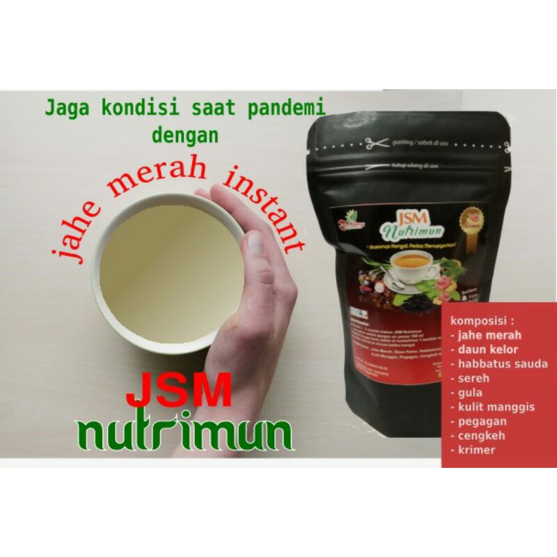 

JSM Nutrimun /Jahe merah instan nutrimun (jahe,kelor,habbatussauda,sereh,pegagan,kulit manggis)