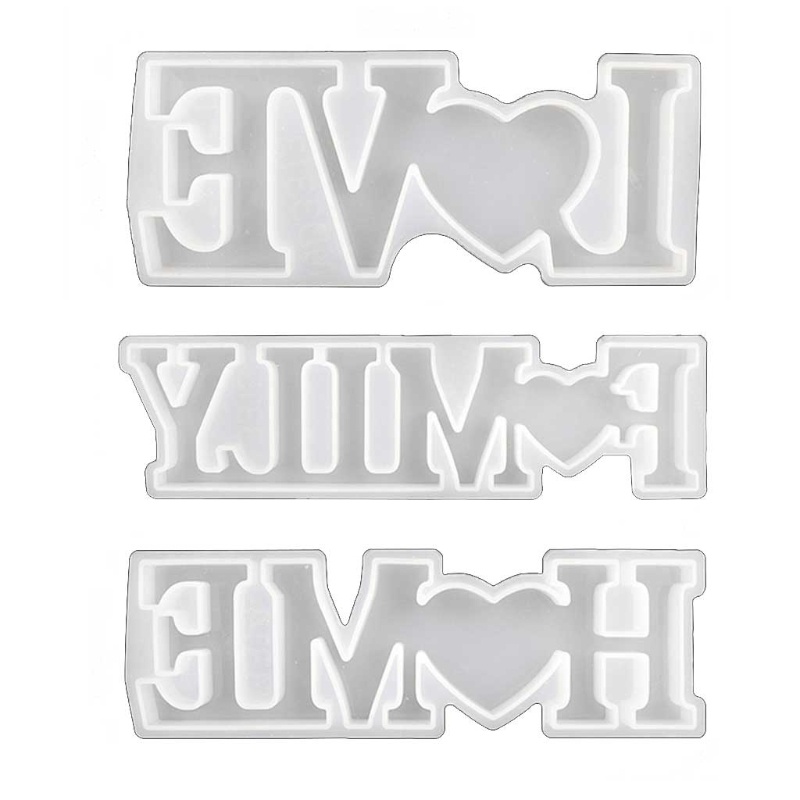 SIY  3 Pcs LOVE FAMILY HOME English Alphabet Decorations Crystal Epoxy Resin Mould