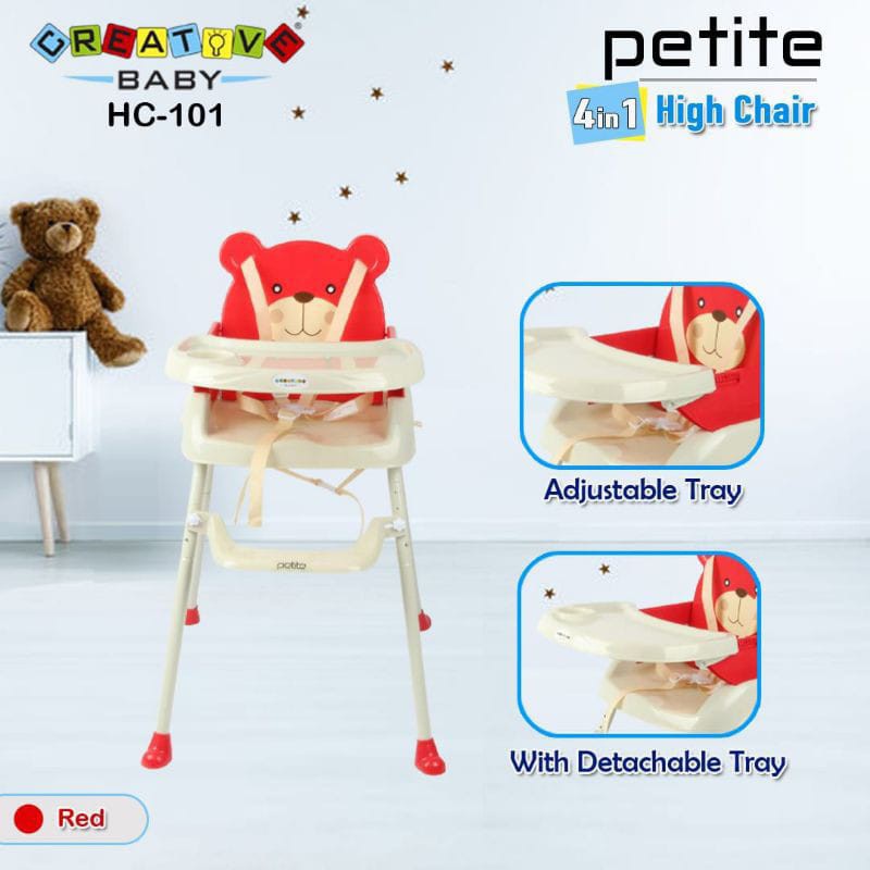 (READY STOCK) PETITE HIGH CHAIR CREATIVE BABY HC101 4 IN 1 BABY CHAIR / KURSI MAKAN BAYI