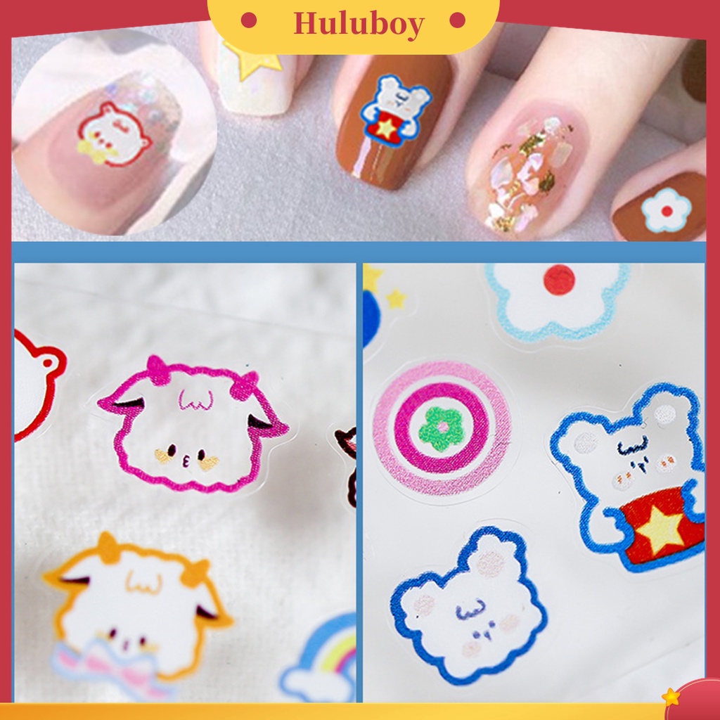 Huluboy Huluboy♡ Stiker Kuku Timbul Motif Kartun Domba Beruang Kecil Lucu Untuk Manicure