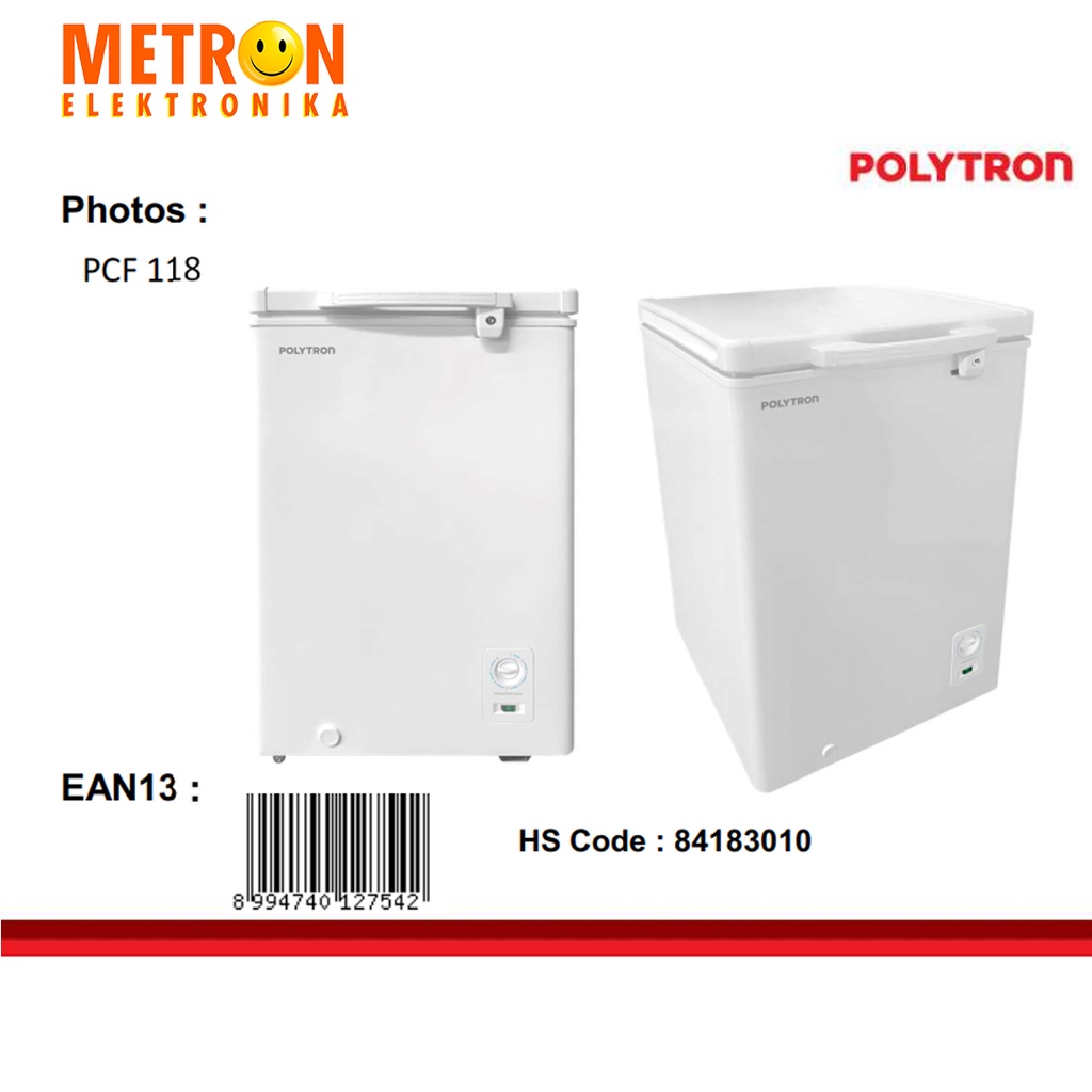 POLYTRON PCF 118 CHEST FREEZER 100 LITER / FREEZER BOX / PCF118
