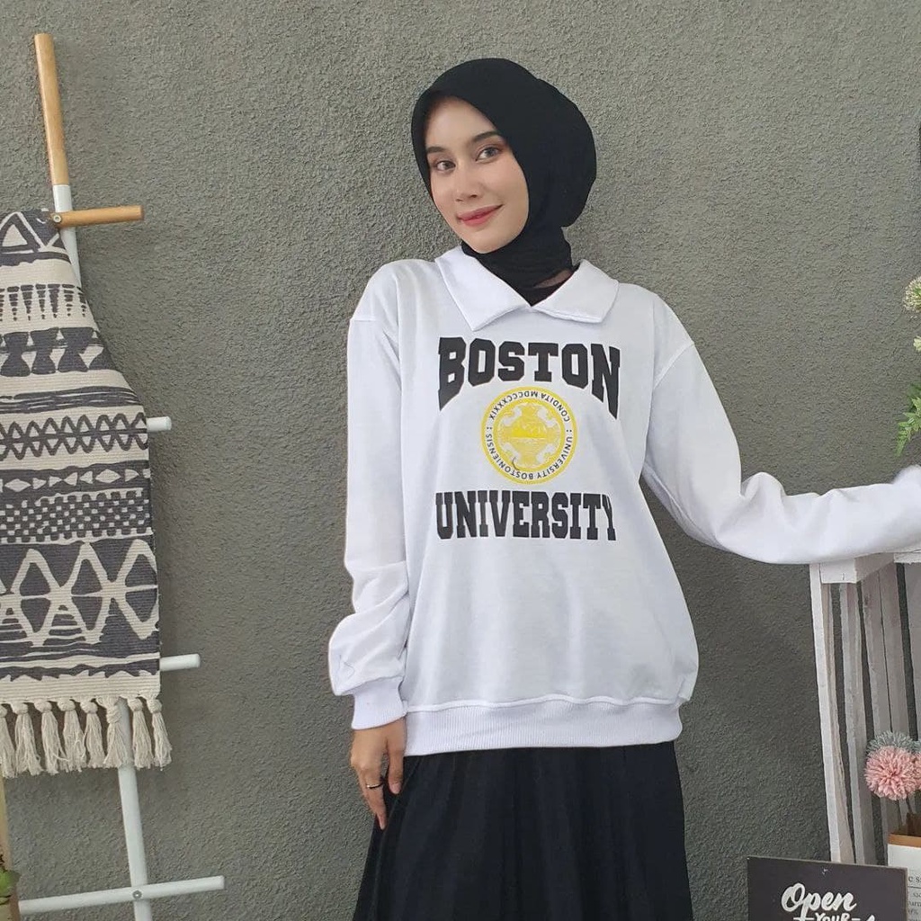 Nara Grosir - Boston Univ Colar Sweater l Fashion Pria dan Wanita