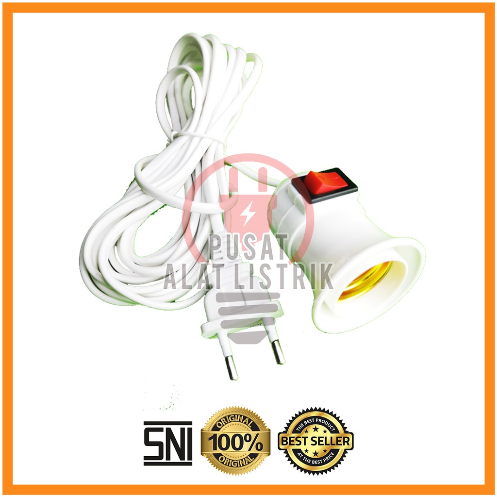 FITING GANTUNG KABEL 5M SAKLAR ON OFF FITTING LAMPU GANTUNG PLUS KABEL 5M