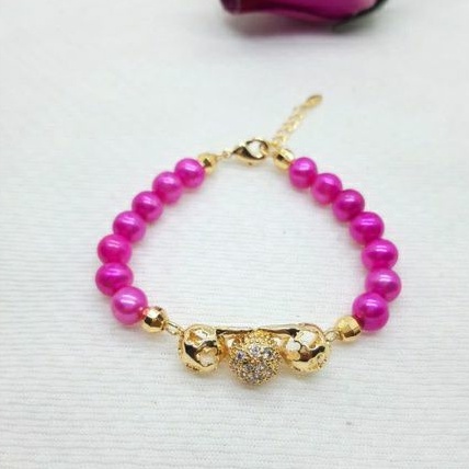 GELANG MUTIARA AIR TAWAR LOMBOK SUPER, WARNA PINK