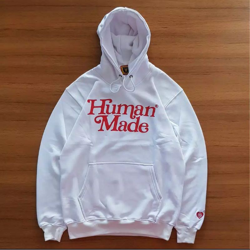 Hoodie sweater keren kekinjan human made varian warna white full katun flecee