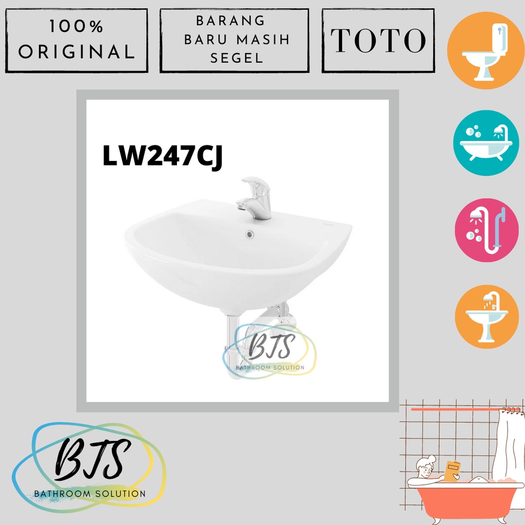 Wastafel tembok TOTO LW247CJ / LW 247 CJ / LW 247CJ / LW247 CJ / LW247