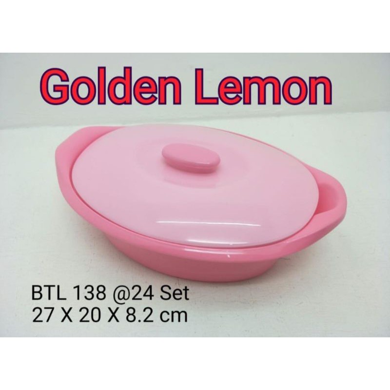 basi set tutup oval pink + irus BTL 138 / Basi Tutup Pink Golden Lemon / Wadah saji oval